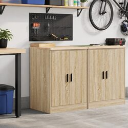 Solid Wood Pine Garage Storage Cabinet 60x51x85cm