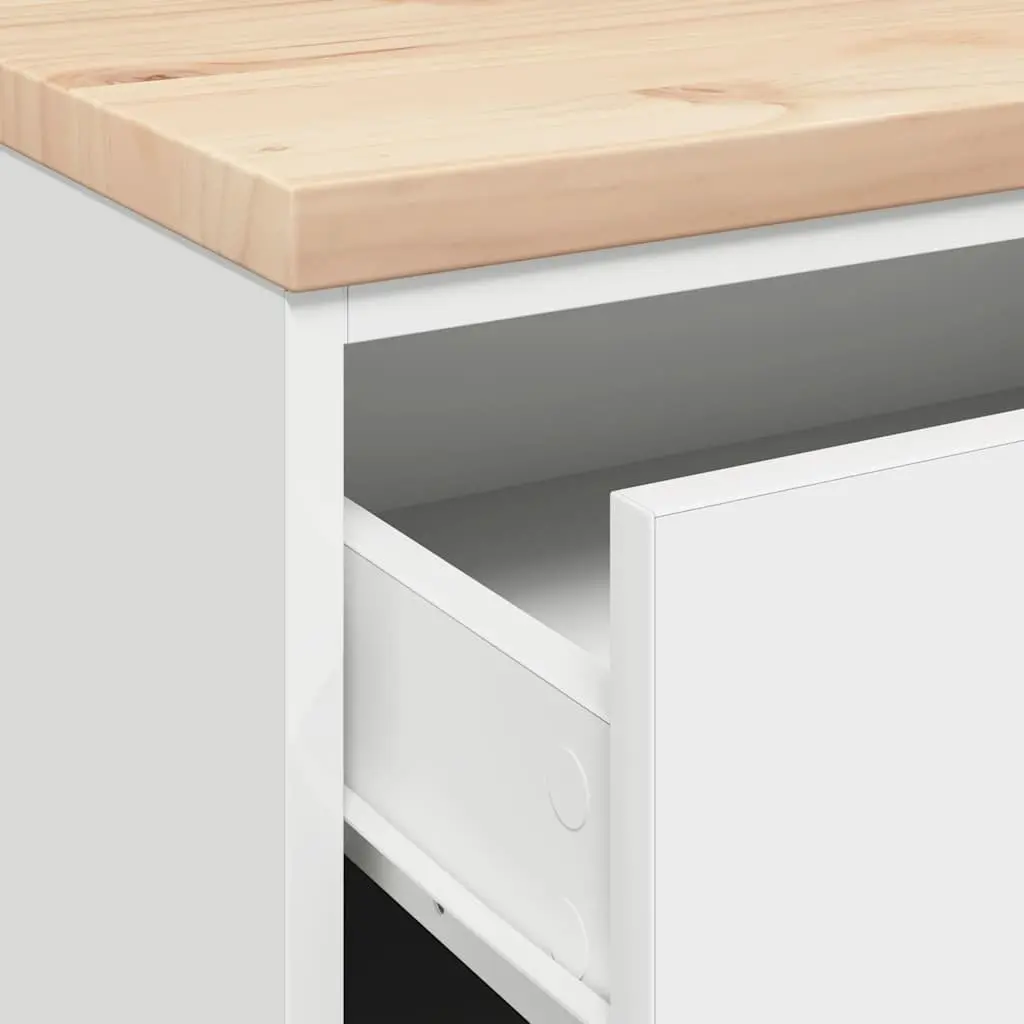 Garage Storage Cabinet Pine Wood 60x51x85cm White 4 Drawers