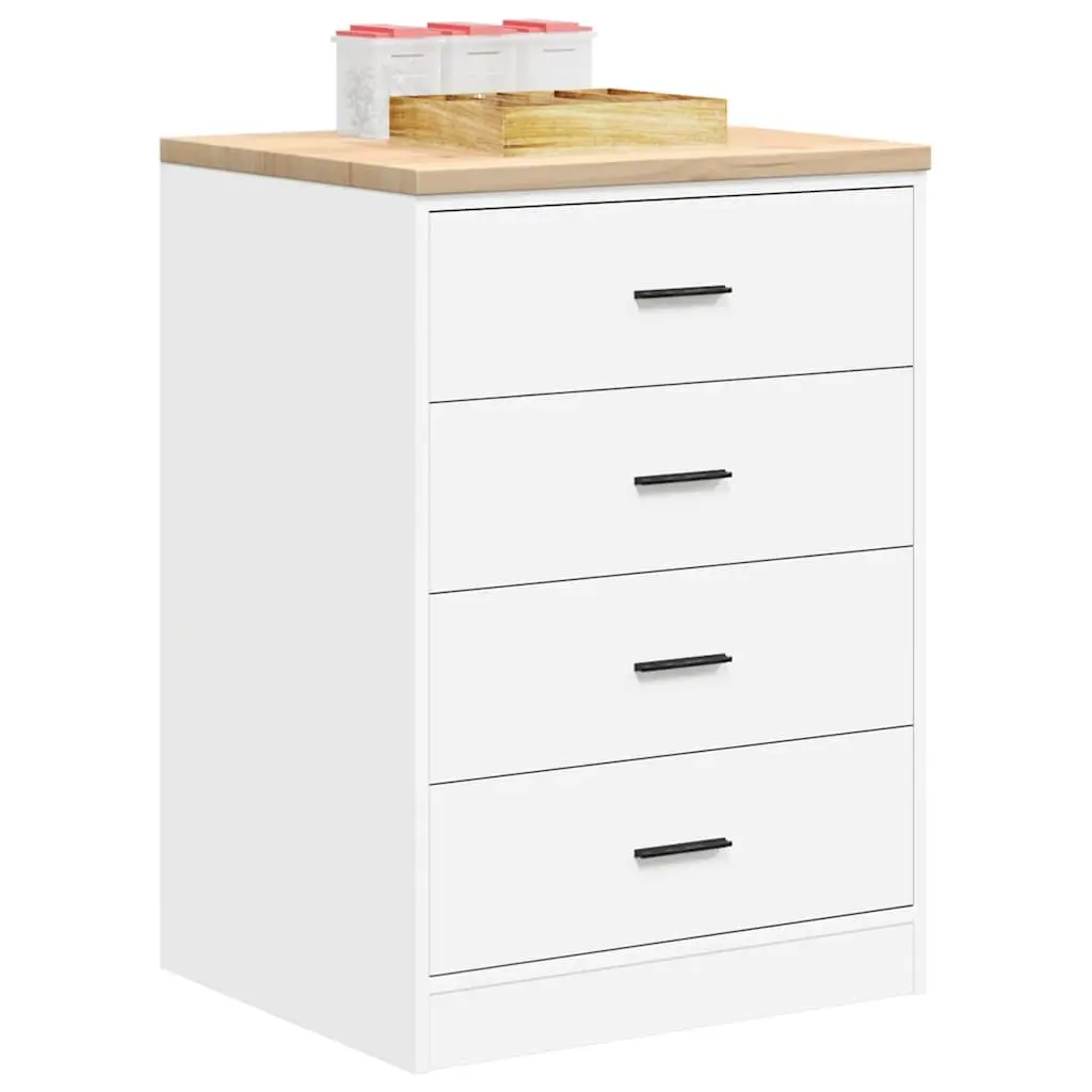 Garage Storage Cabinet Pine Wood 60x51x85cm White 4 Drawers