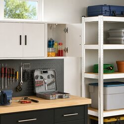 Industrial White Garage Wall Cabinet for Tool Storage