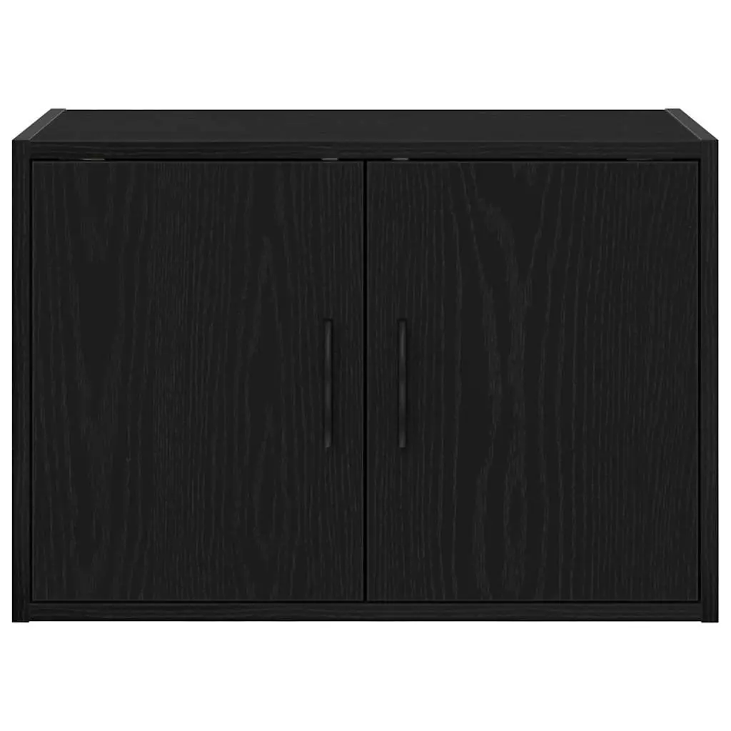 Wall Cabinets Engineered Wood 2 pcs Black