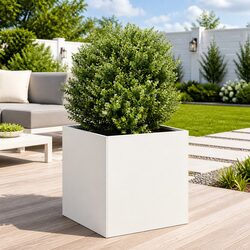 Durable White Raised Planter Box 40x40x40cm Cold-rolled Steel