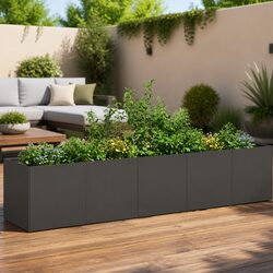 Sturdy Black Cold-Rolled Steel Raised Garden Bed 200x40x40 cm