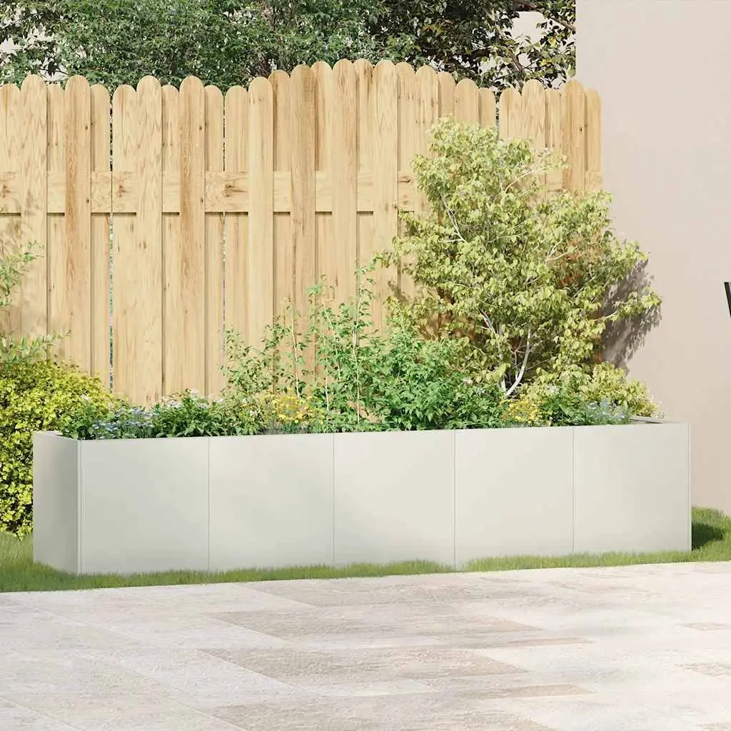 Raised Garden Planter Box Cold-Rolled Steel 200x40x40 cm White
