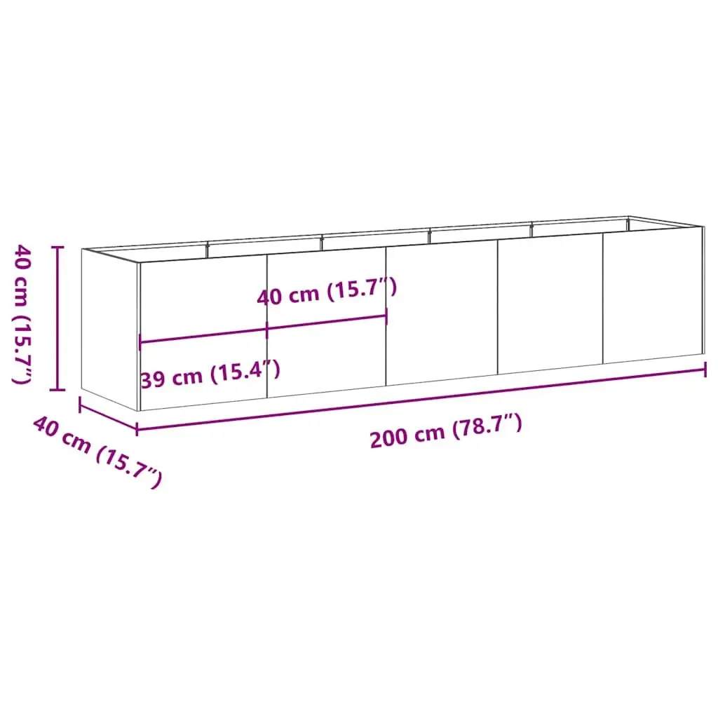 Raised Garden Planter Box Cold-Rolled Steel 200x40x40 cm White