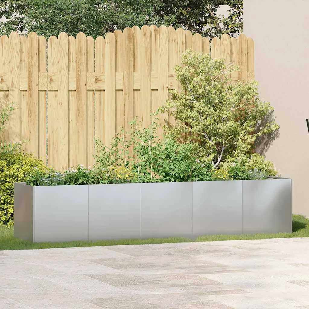 Galvanised Steel Planter Raised Garden Bed 200x40x40cm Silver
