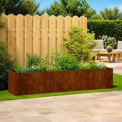 Durable Weathering Steel Planter 200x40x40 cm Brown