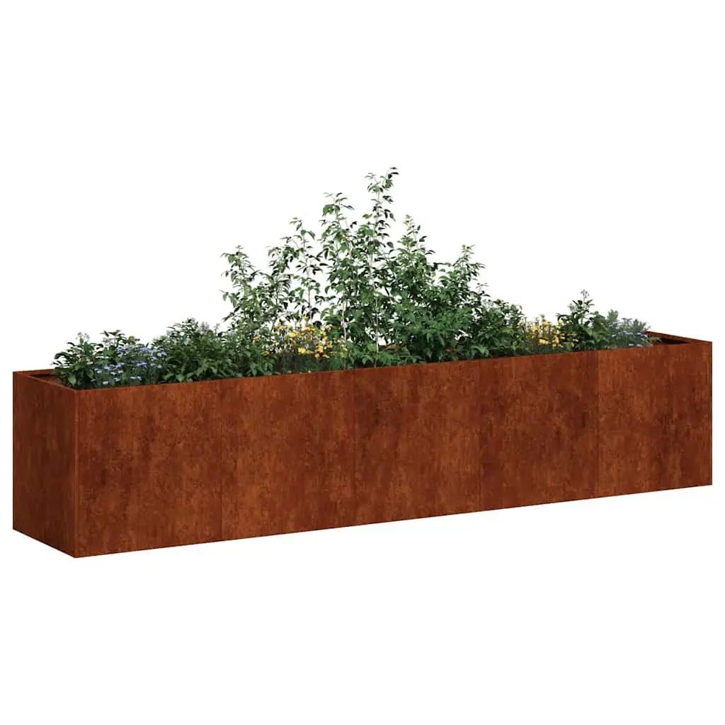 Weathering Steel Planter 200x40x40 cm Brown