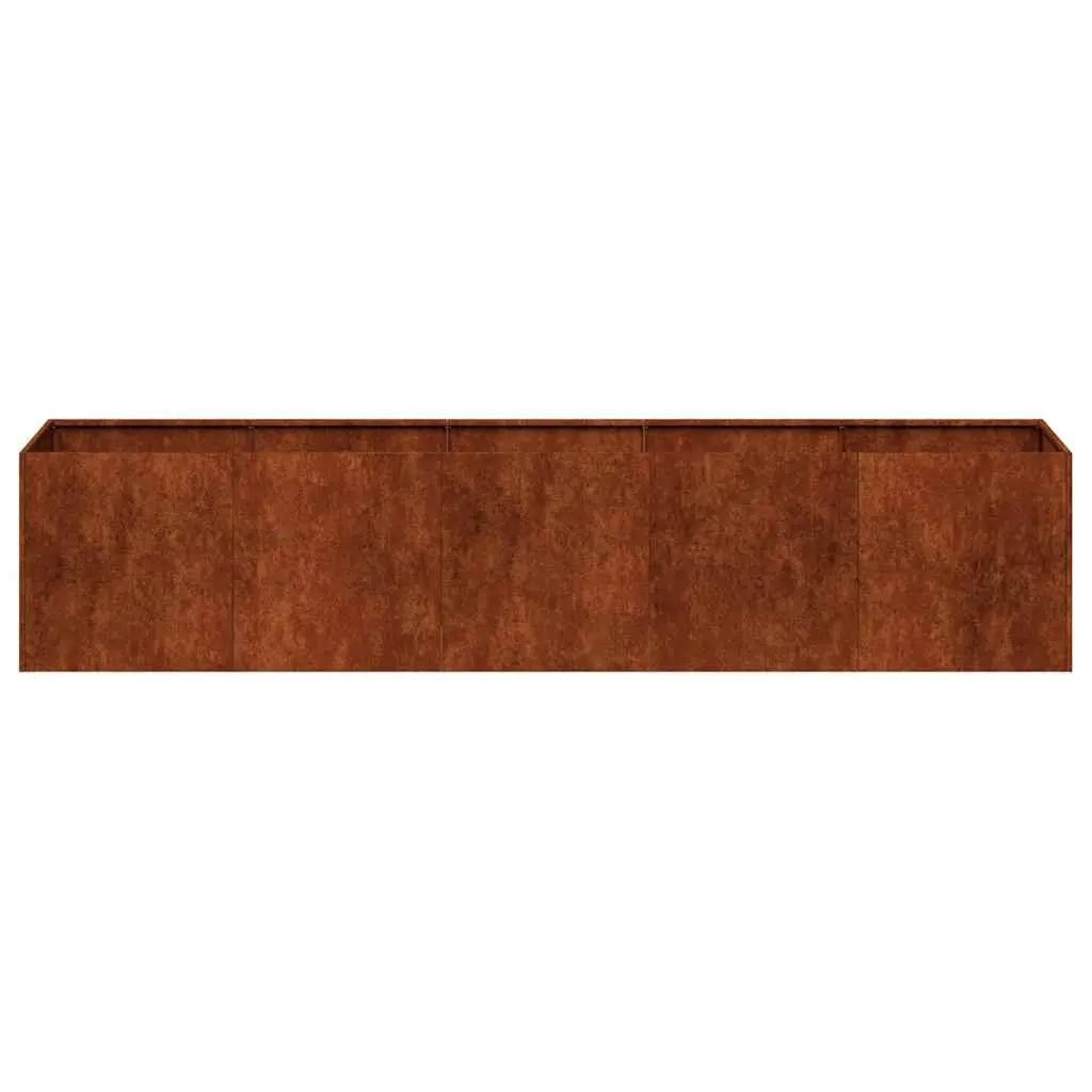 Weathering Steel Planter 200x40x40 cm Brown