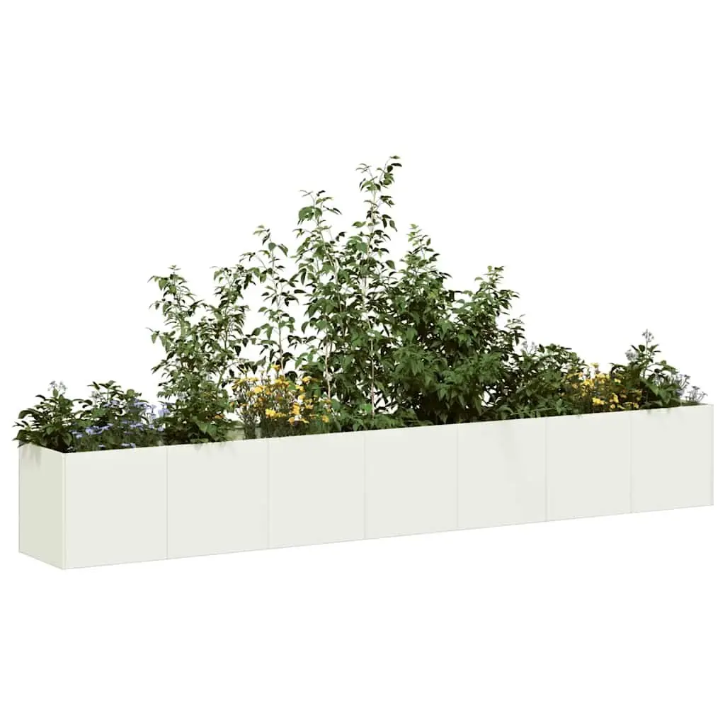 Cold-rolled Steel Planter in White 280x40x40 cm