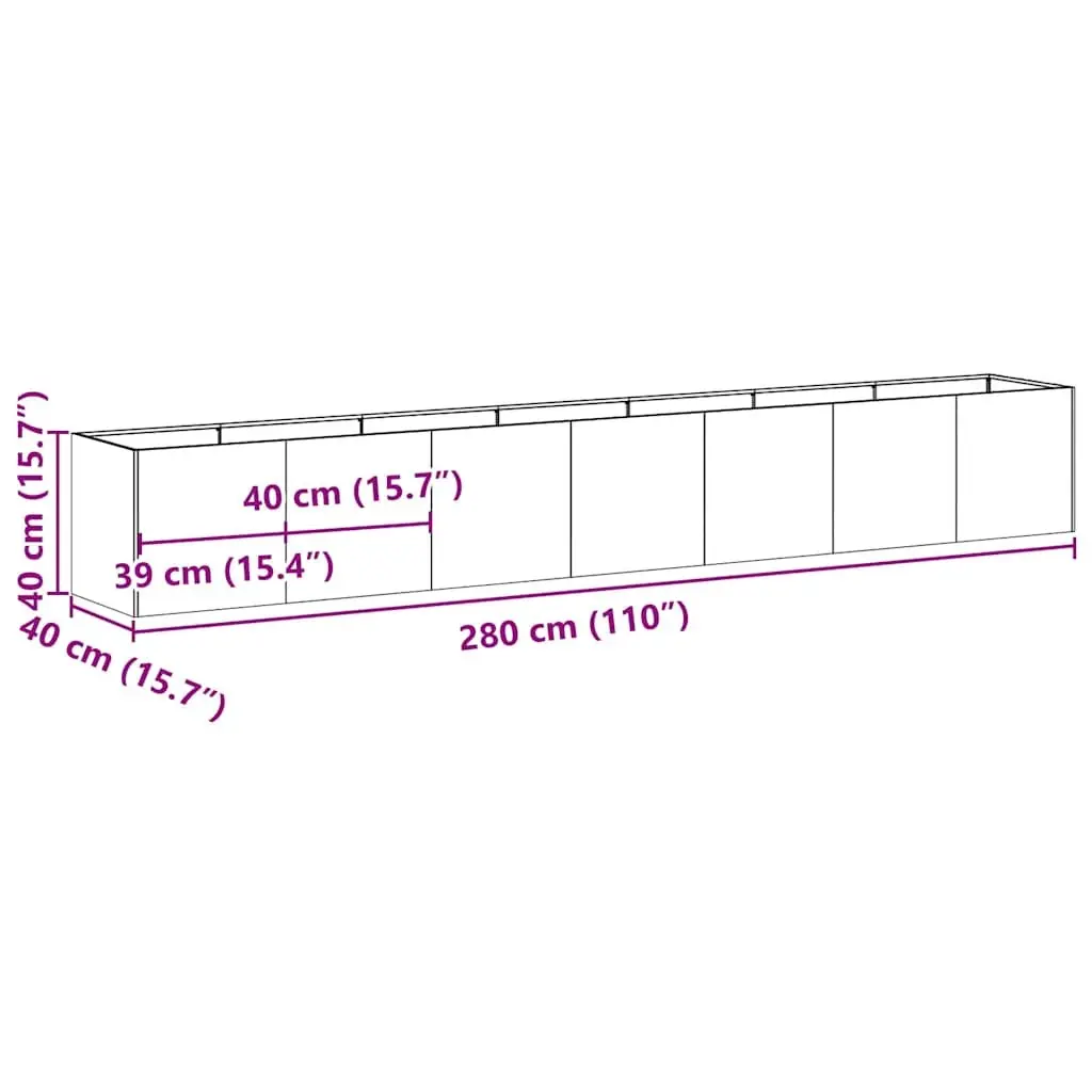 Anthracite Raised Garden Planter Box 280x40x40 cm