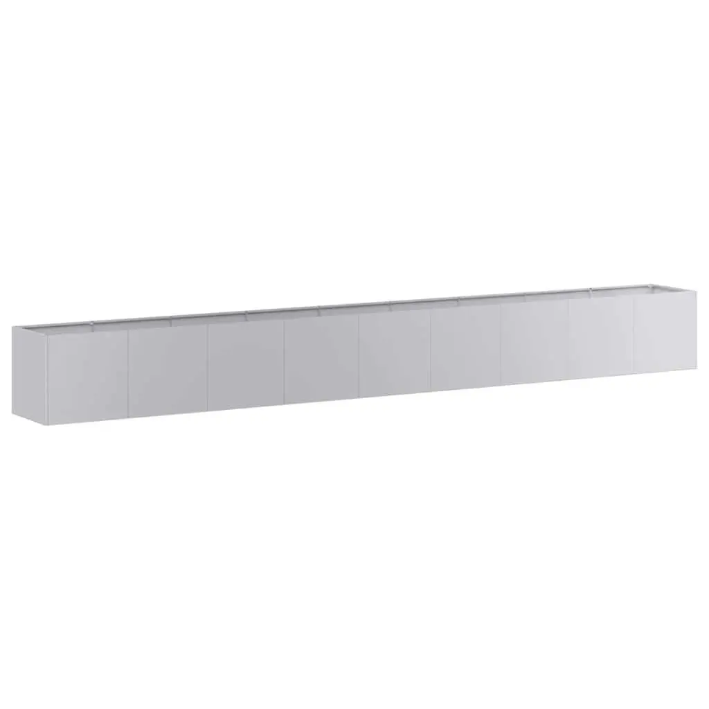 Raised Garden Bed Galvanised Steel 360cm Silver Outdoor Patio Planter