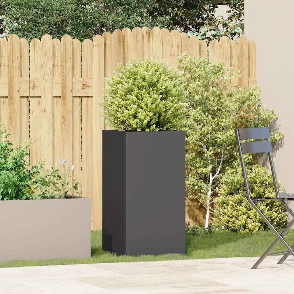 Planter Box Cold-rolled Steel 40x40x80 cm Black Raised Garden Bed Outdoor