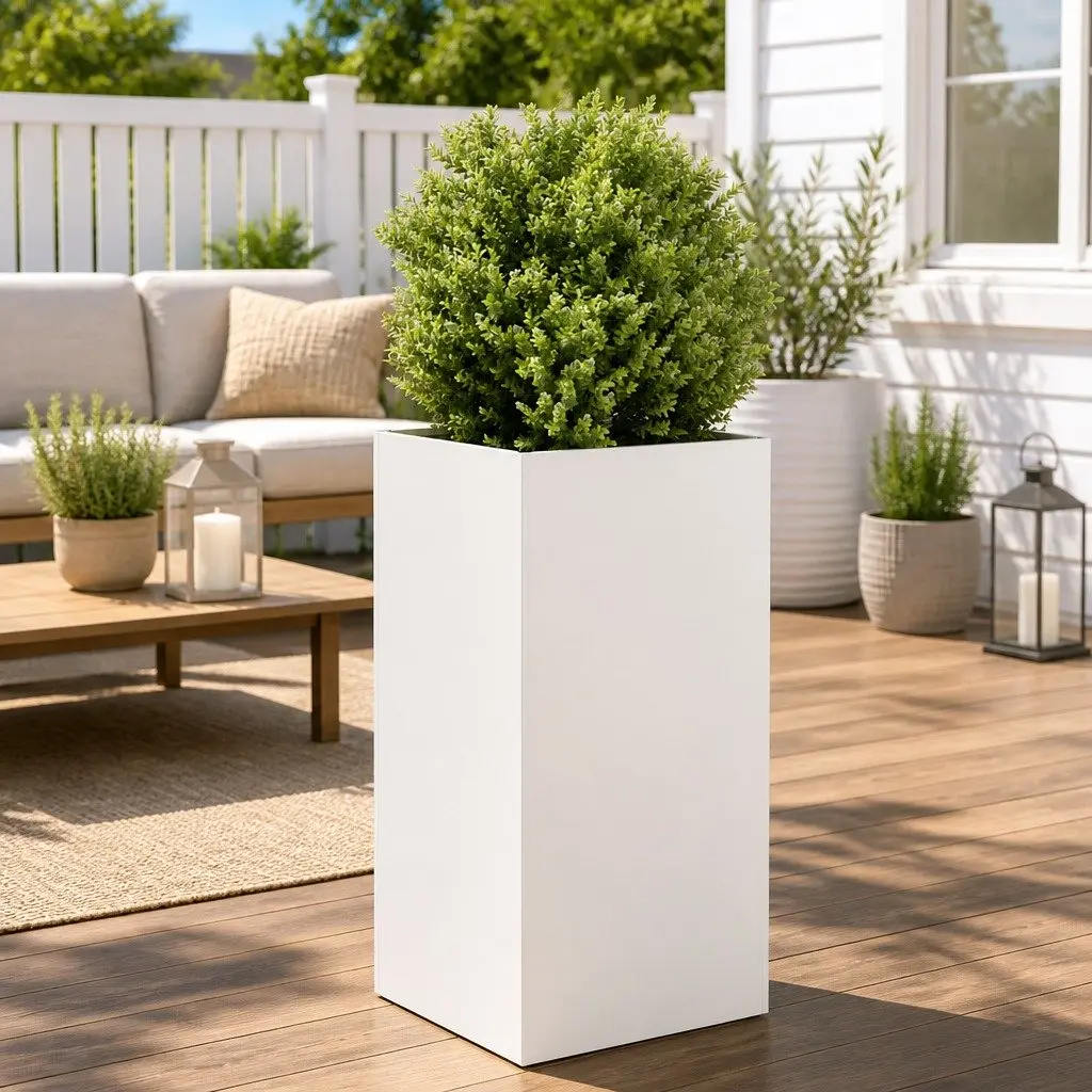 Cold-rolled Steel Planter White 40x40x80 cm Raised Garden Bed
