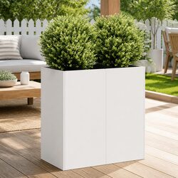 White Raised Bed Planter 80x40x80 cm Steel for Garden