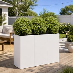 Stylish Cold-Rolled Steel Planter Box in White 120x40x80 cm