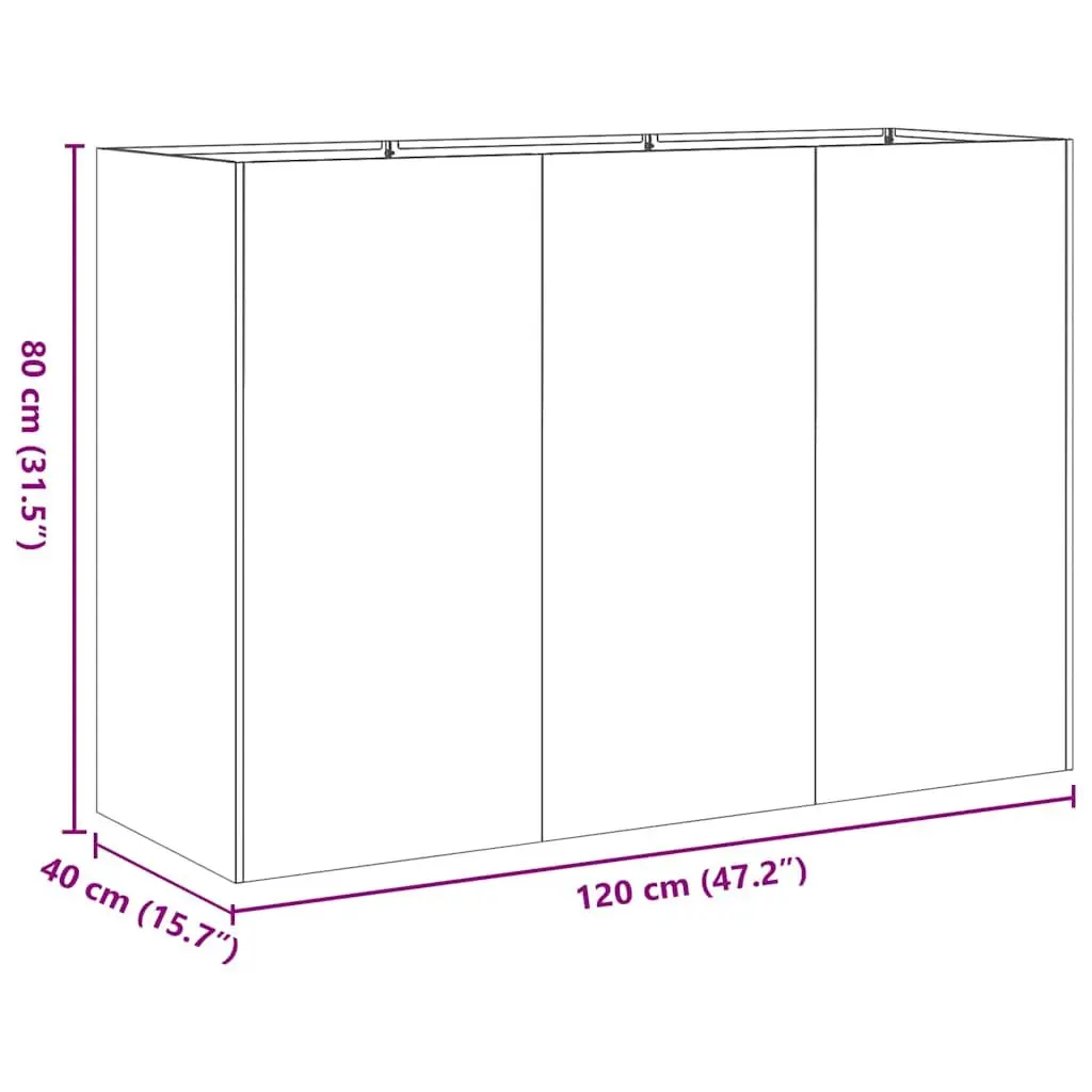 Anthracite Cold-rolled Steel Raised Garden Planter Box 120x40x80cm