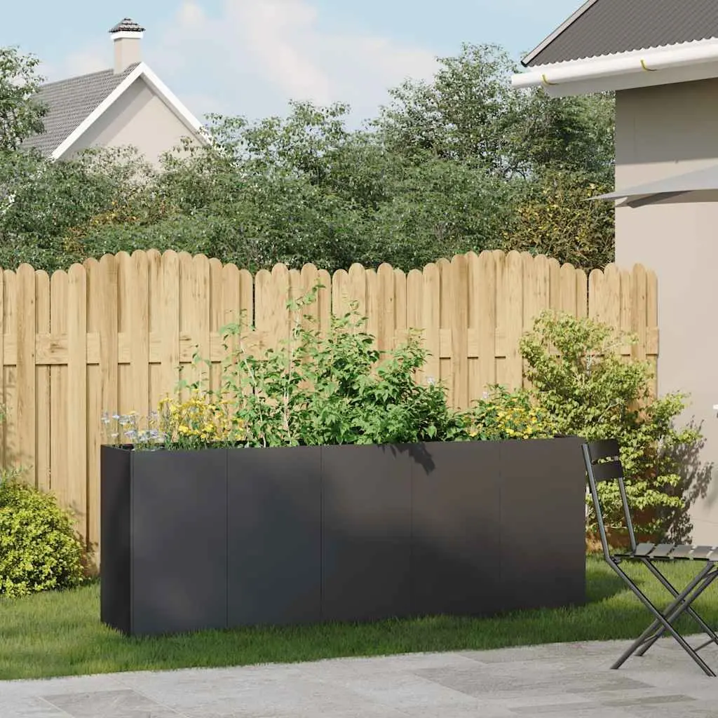 Raised Garden Planter Box Cold-rolled Steel 200x40x80cm Black