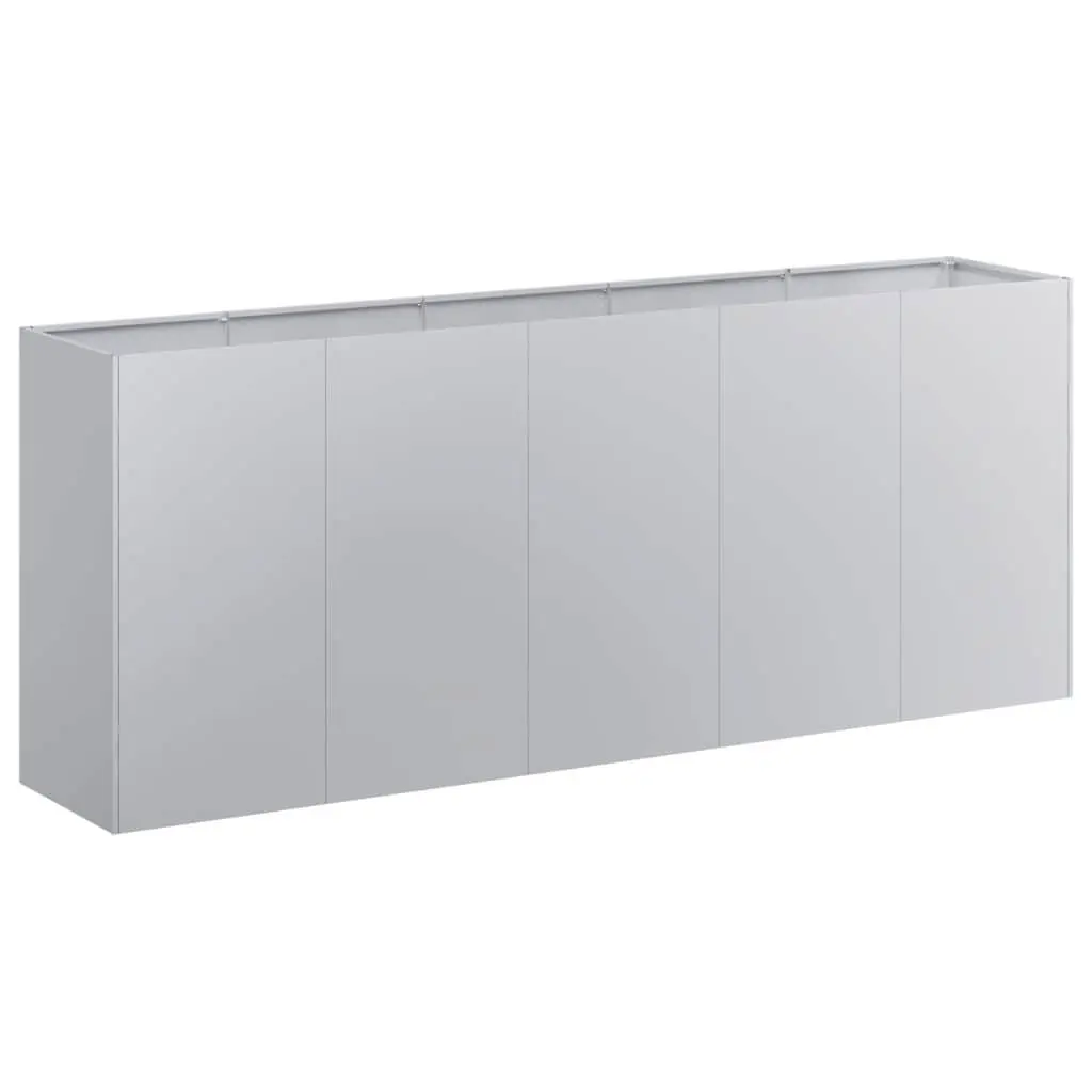 Raised Garden Planter Box Galvanised Steel 200x40x80 cm Silver