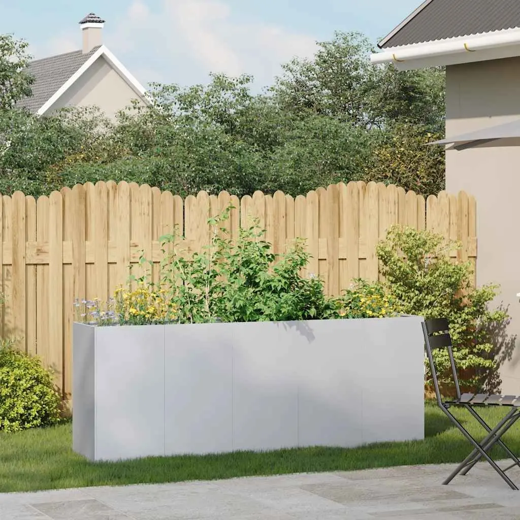 Raised Garden Planter Box Galvanised Steel 200x40x80 cm Silver