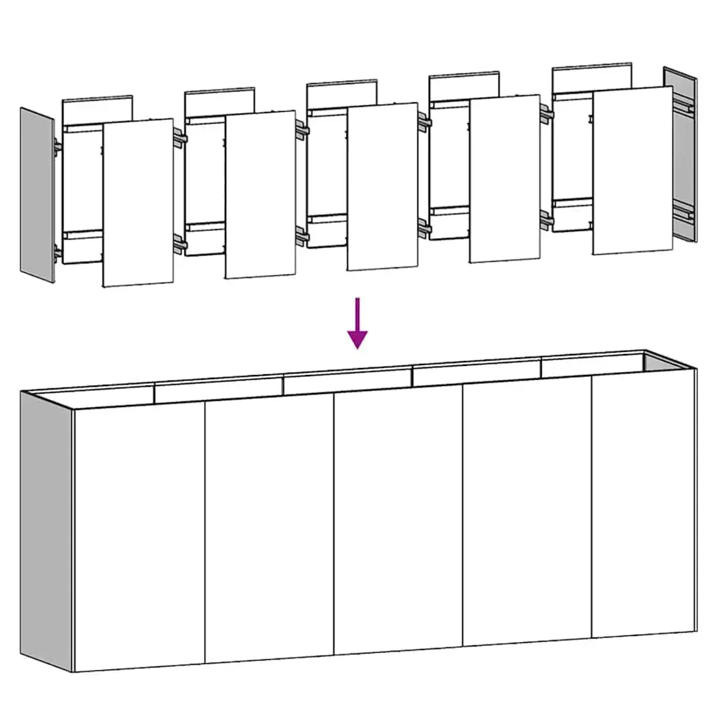 Raised Garden Planter Box Galvanised Steel 200x40x80 cm Silver