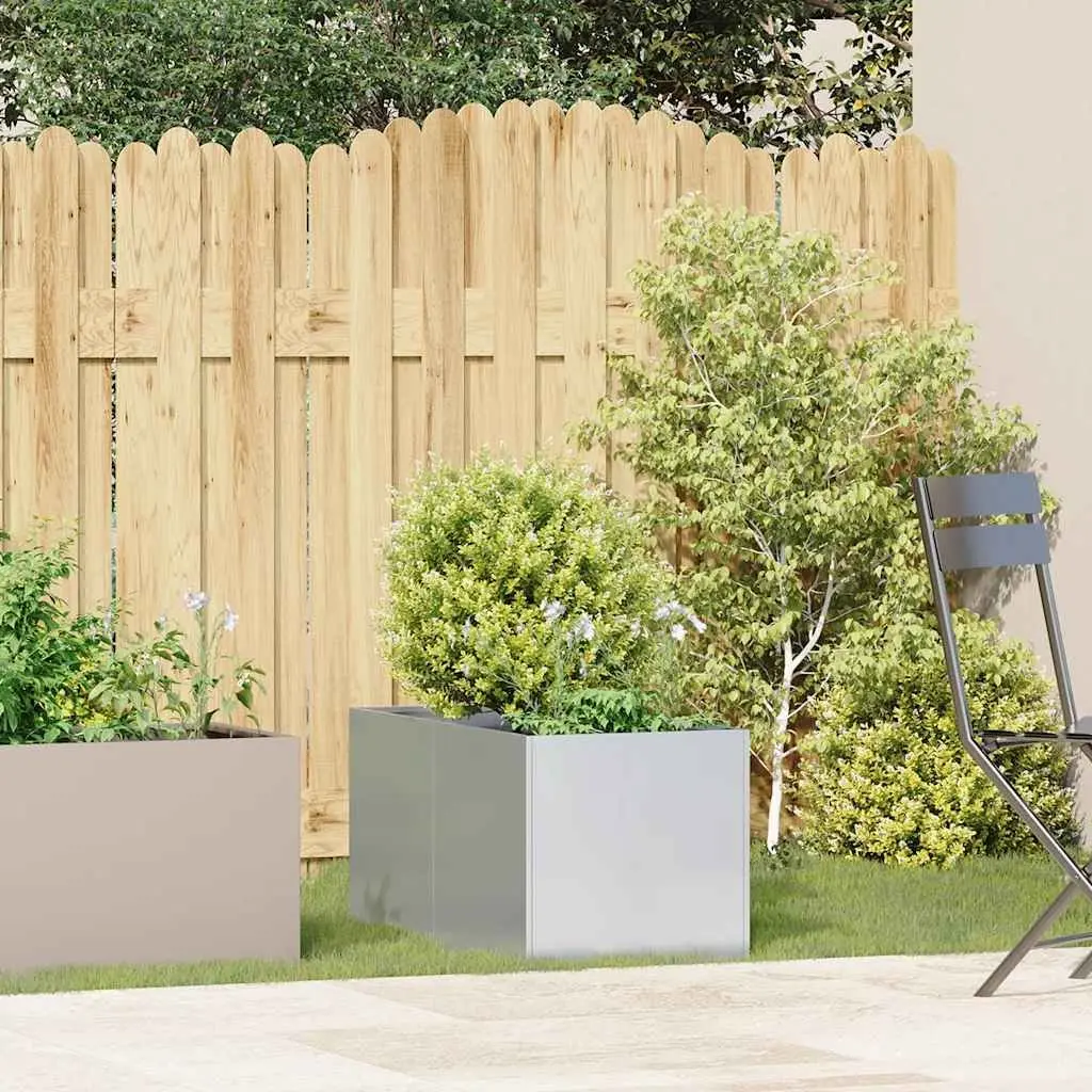 Raised Bed Planter Galvanised Steel 40x80x40cm Silver