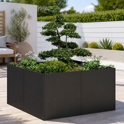 Sturdy Black Raised Bed Planter 80x80x40 cm for Gardens