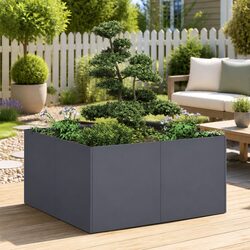 Anthracite Raised Garden Planter Box 80x80x40cm Steel
