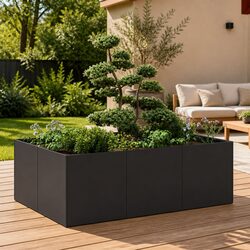 Durable Black Steel Planter Box 120x80x40 cm