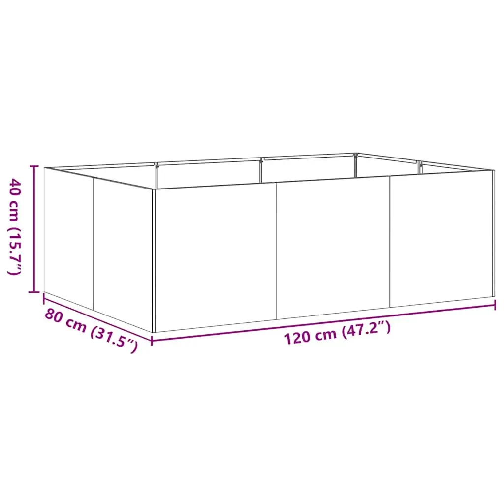Black Steel Planter Box 120x80x40 cm