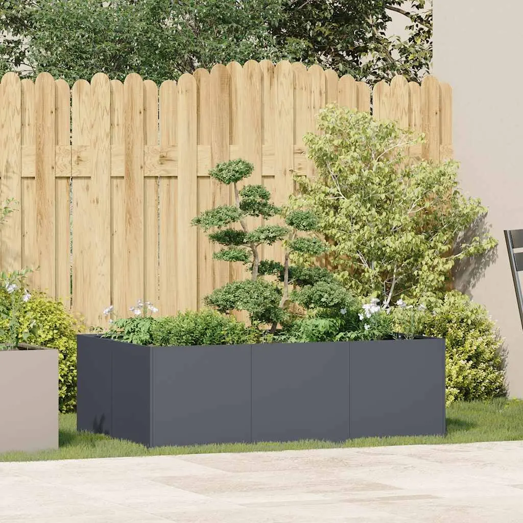 Raised Garden Planter Box Cold-Rolled Steel 120x80x40 cm Anthracite Outdoor Flower Bed