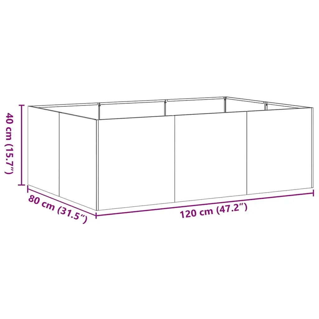 Raised Garden Planter Box Cold-Rolled Steel 120x80x40 cm Anthracite Outdoor Flower Bed
