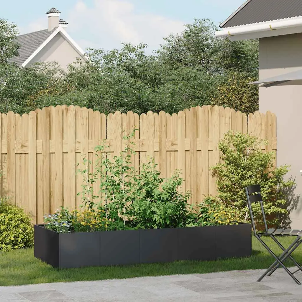 Black Steel Planter 200x80x40 cm for Gardens