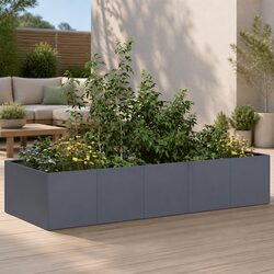 Premium Anthracite Steel Raised Garden Planter 200x80x40cm