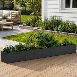 Sturdy Black Steel Raised Planter Box 360x80x40cm
