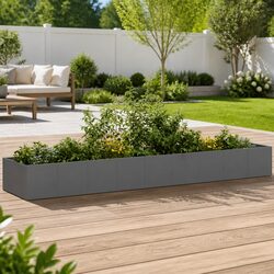 Premium Raised Garden Planter Box in Anthracite Steel 360x80x40cm