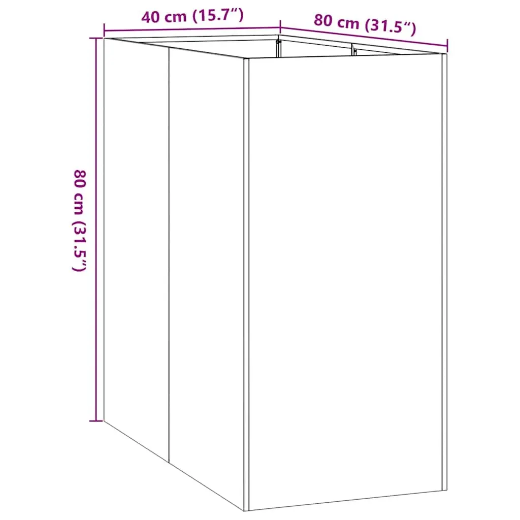 Steel Planter Box 40x80x80 cm Black Raised Bed