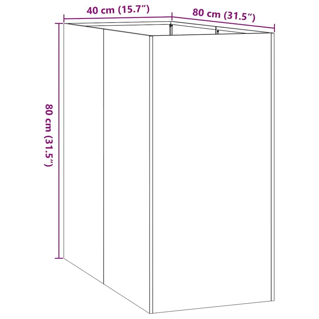 Raised Garden Planter Box Steel 40x80x80cm Anthracite