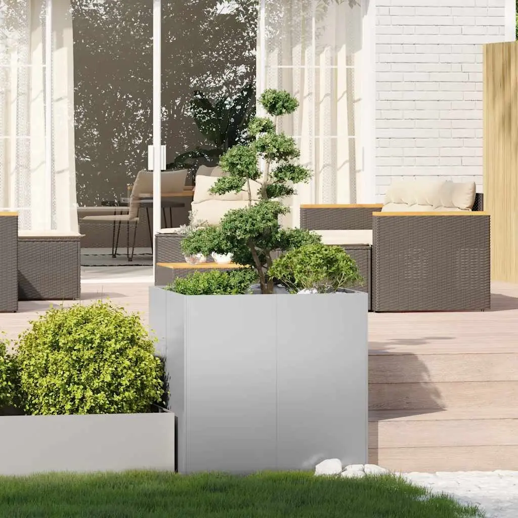 Galvanised Steel Planter 80x80x80 cm Silver