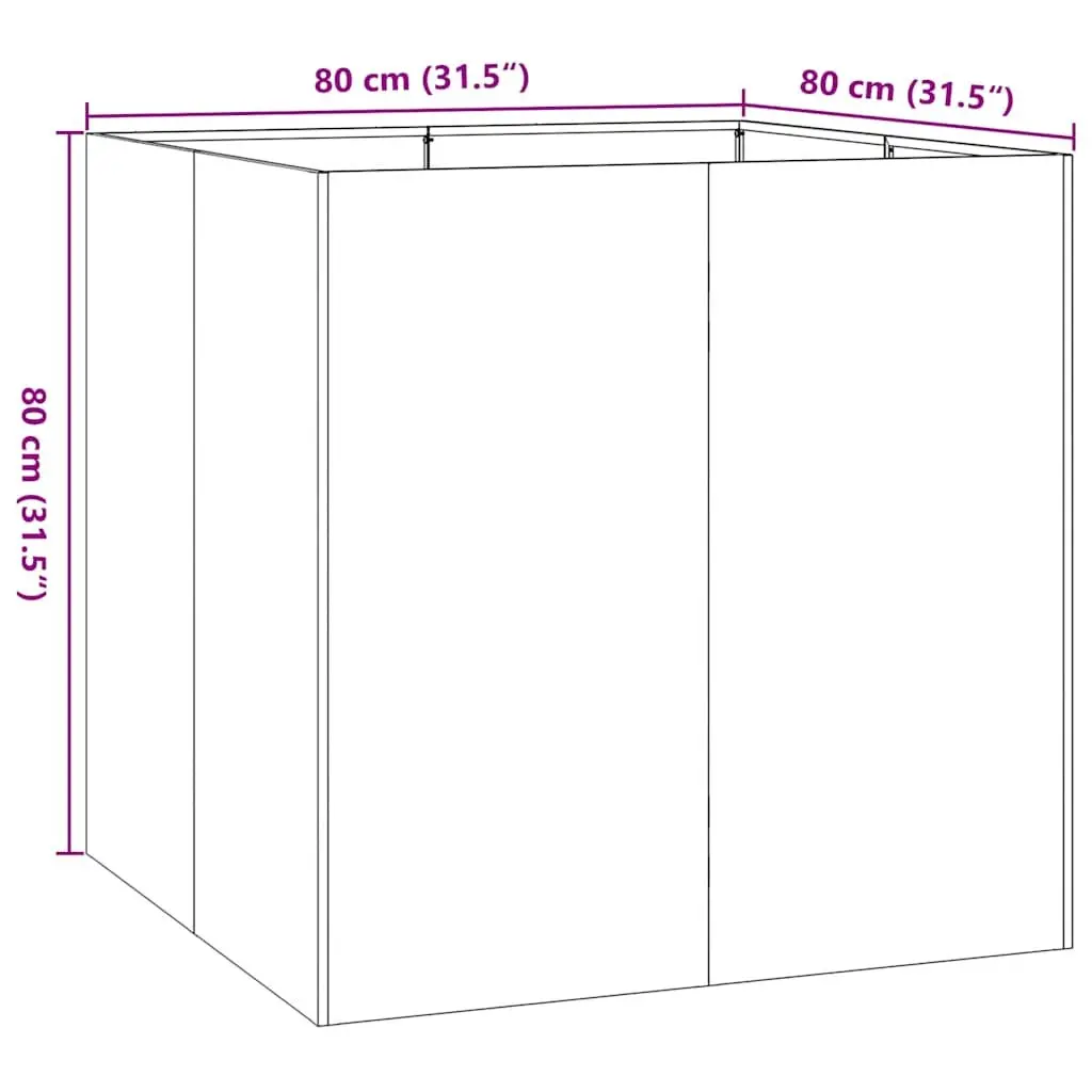 Galvanised Steel Planter 80x80x80 cm Silver