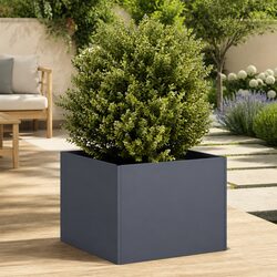 Anthracite Steel Planter Box for Gardens 40x40x30 cm