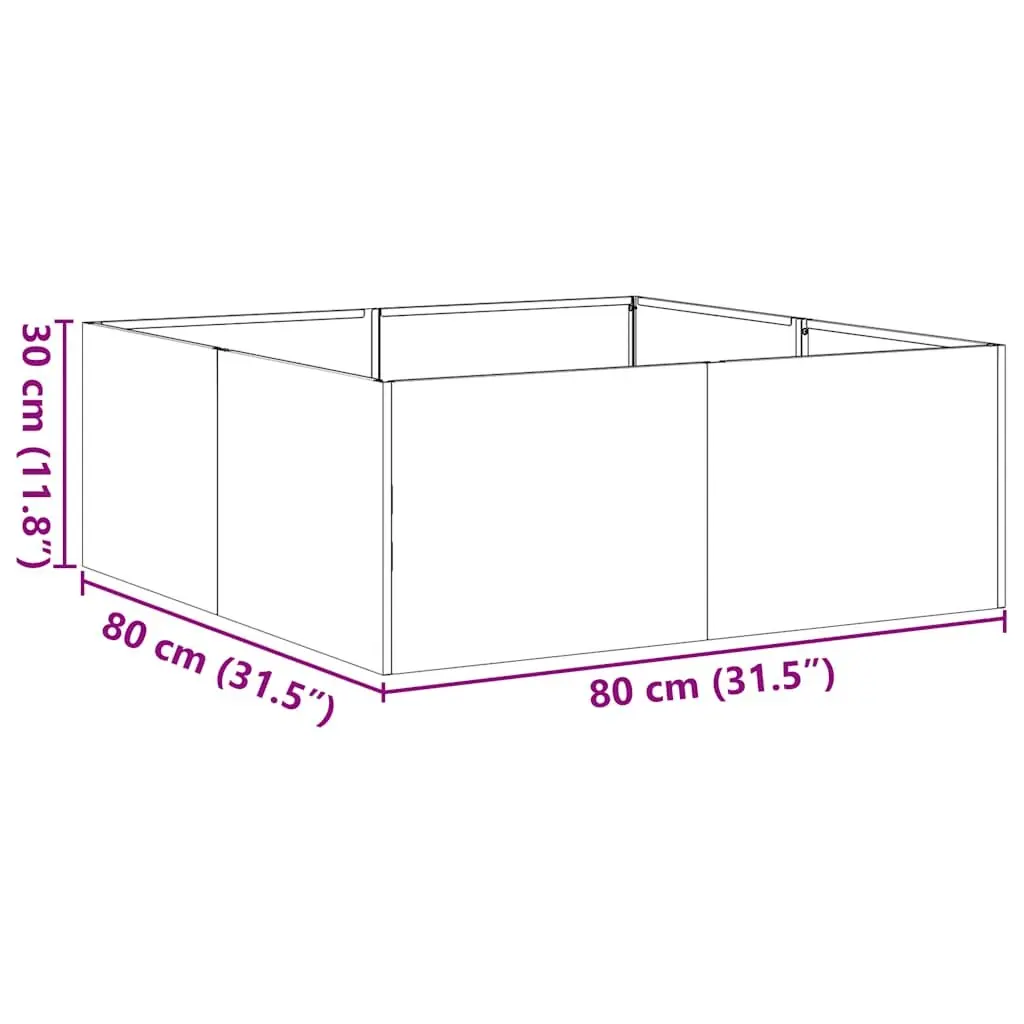Steel Planter Box Cold-rolled Steel 80x80x30cm Black