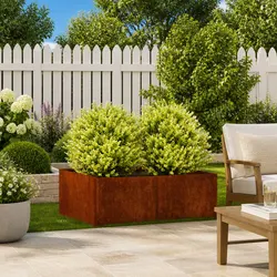 Durable Weathering Steel Raised Planter Box 80x80x30cm