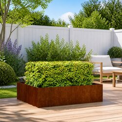 Durable Raised Garden Planter Box in Weathering Steel 100x100x30cm
