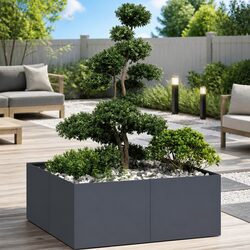 Durable Steel Raised Garden Planter Box Anthracite 100x100x40 cm