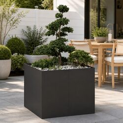 Durable Steel Planter Box 100x100x80 cm Black
