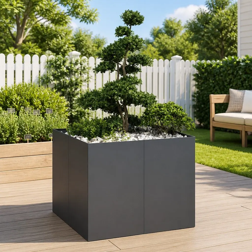 Steel Raised Planter Box Cold-rolled Steel 100L x 100W x 80H cm Anthracite