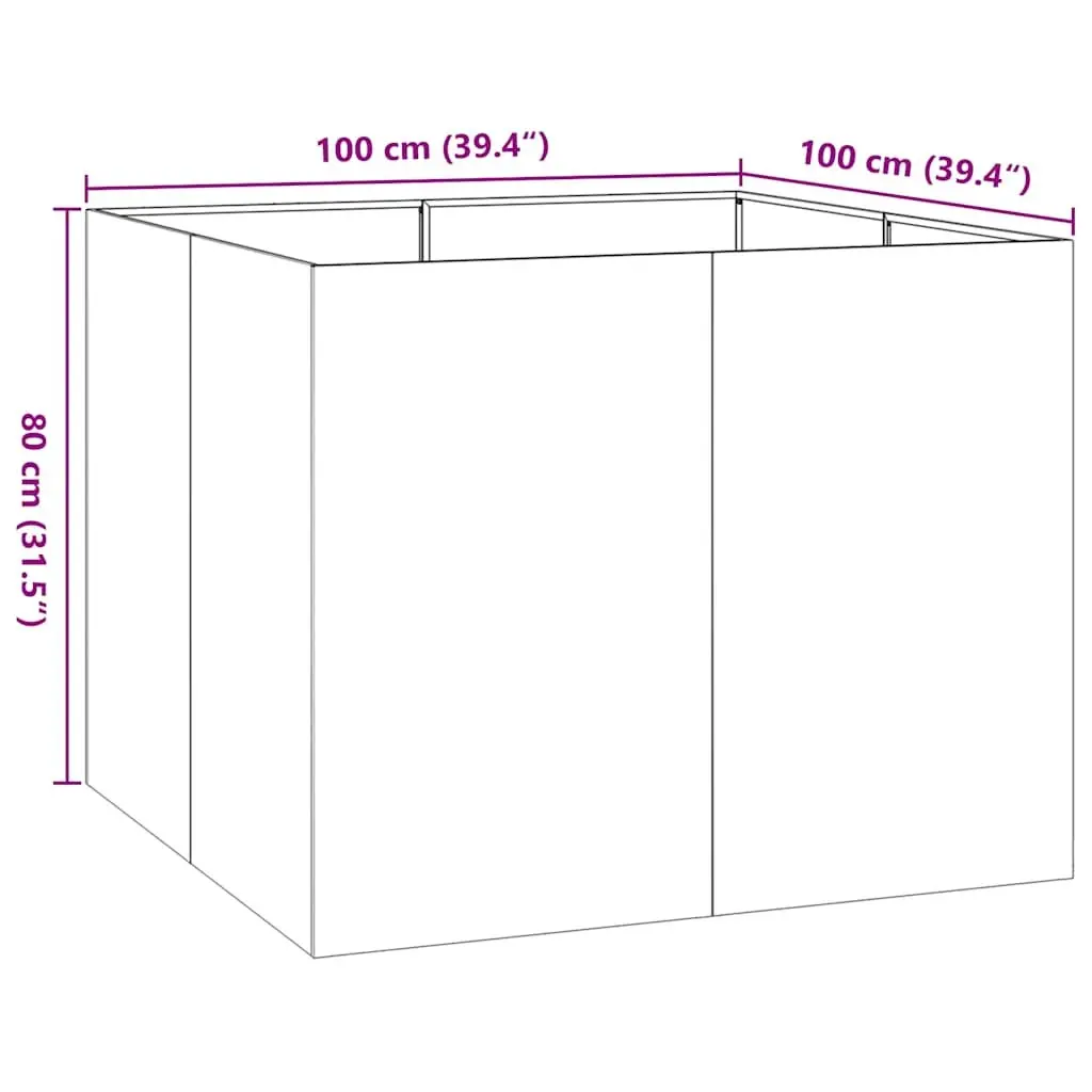 Steel Raised Planter Box Cold-rolled Steel 100L x 100W x 80H cm Anthracite