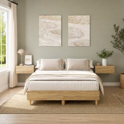 Bed Frame 135x190 cm Brown Slatted Base Engineered Wood Bedroom Furniture