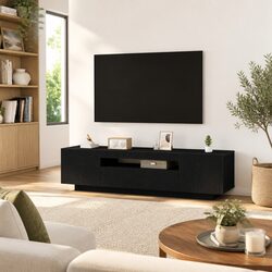 Black Modern TV Cabinet with Elegant Design 160x35x40cm